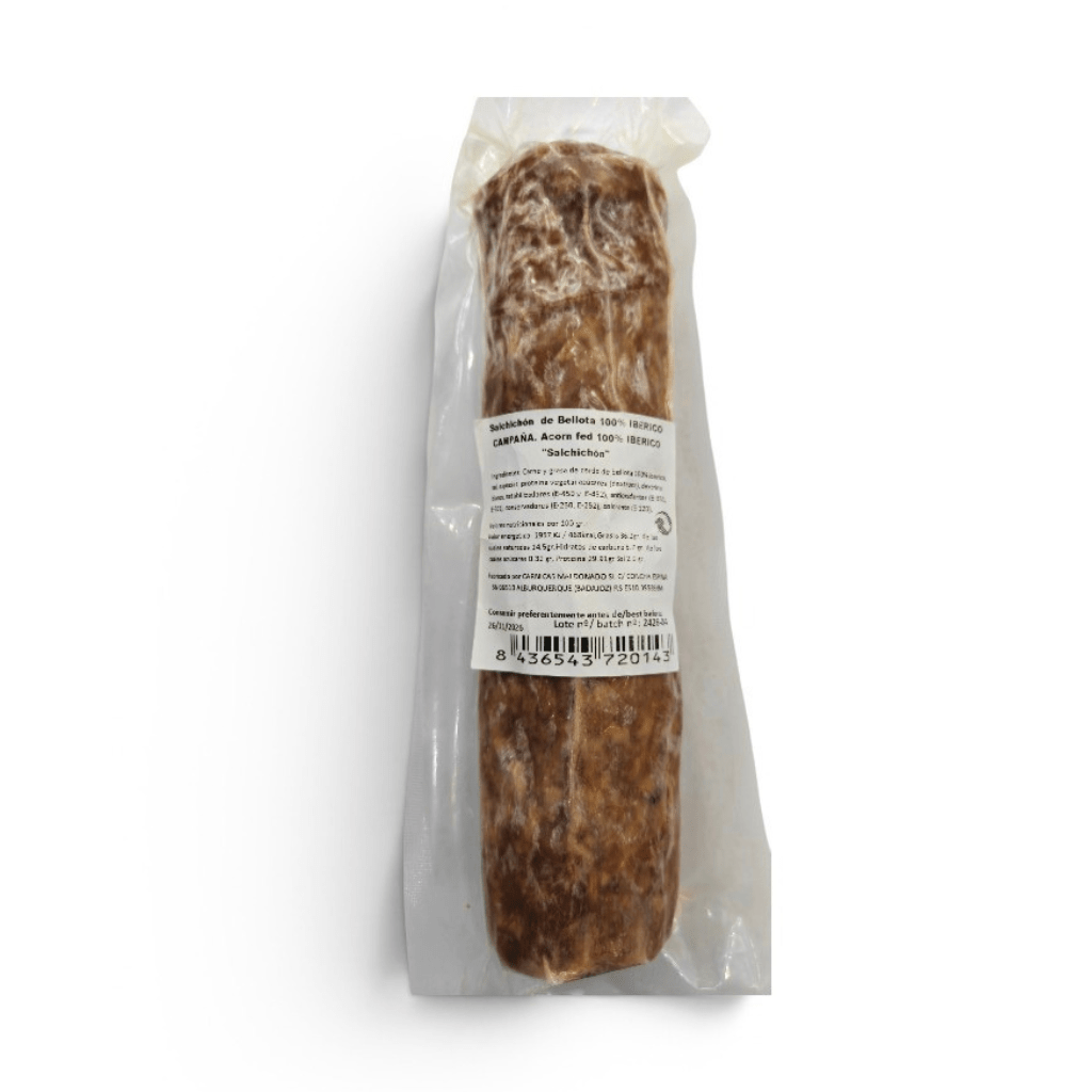 SALCHICHÓN DE BELLOTA 100% IBÉRICO DE CAMPAÑA MALDONADO ALBURQUERQUE PRODUCTO DE EXTREMADURA