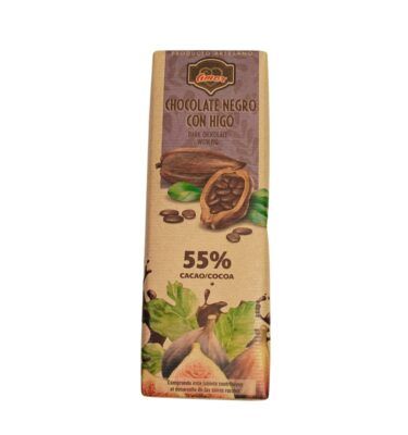 CHOCOLATE NEGRO CON HIGO ARTESANO CHOCOLATES AÑO EXTREMEÑO PRODUCTO DE EXTREMADURA