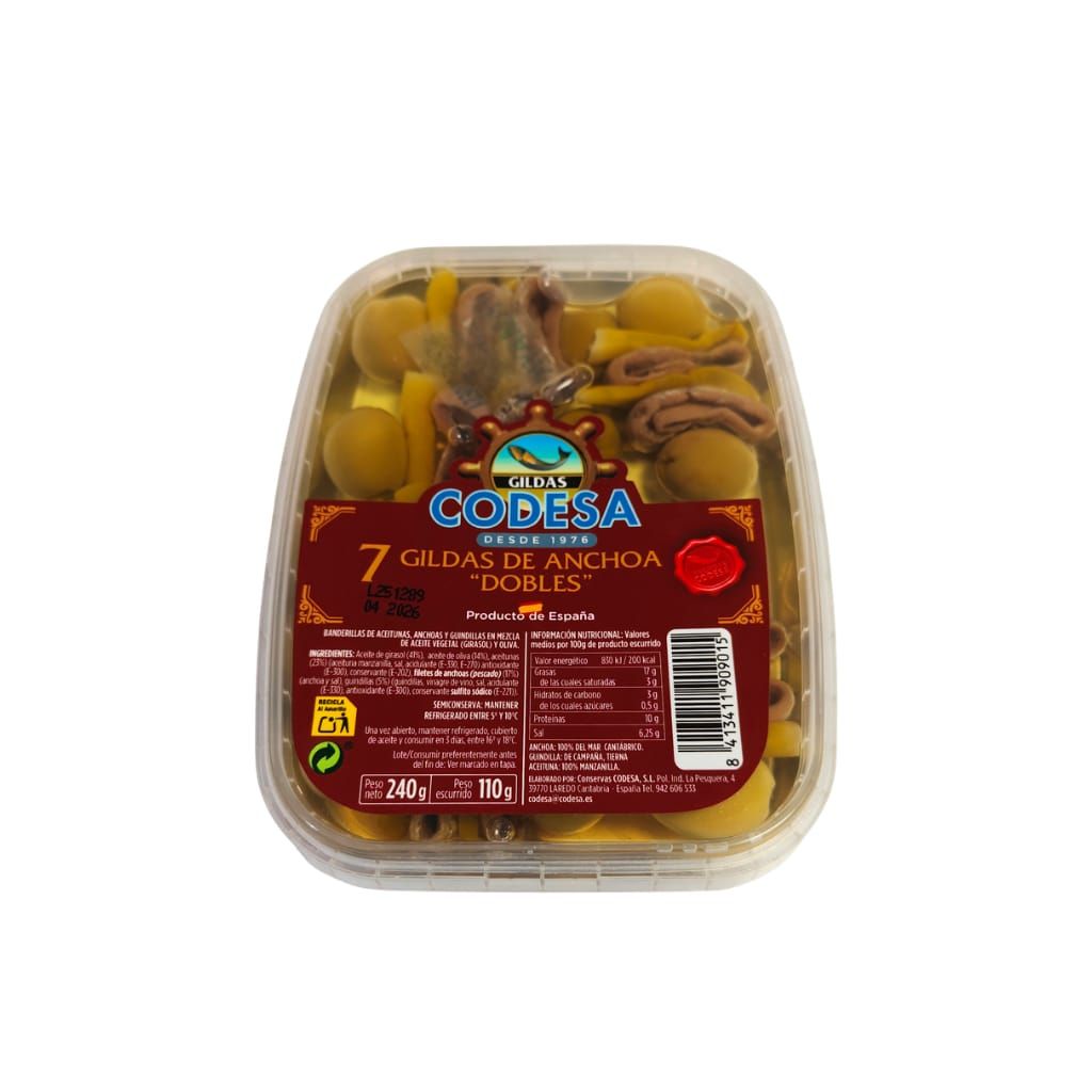 GILDAS DOBLES CODESA GILDAS DOBLES DE ANCHOA PIPARRA ACEITUNA CODEA CANTABRIA LAREDO SANTOÑA PRODUCTO DE EXTREMADURA