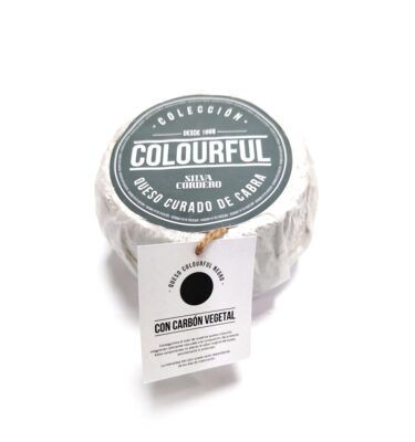 QUESO CURADO DE CABRA CON CARBON VEGETAL COLOURFUL SILVA CORDERO PRODUCTO DE EXTREMADURA ACEHUCHE