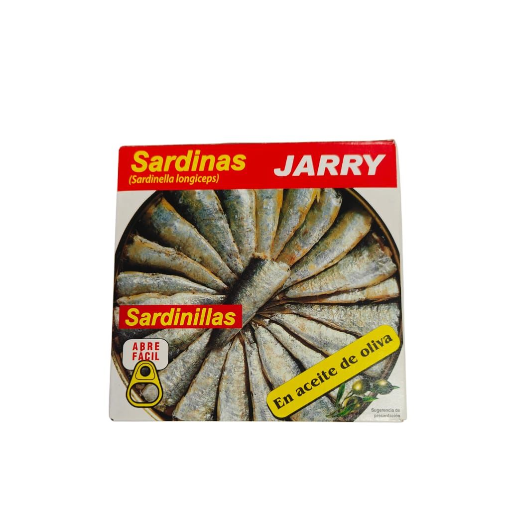 SARDINAS EN AOVE JARRY SARDINAS EN ACEITE DE OLIVA JARRY SARDINILLAS PRODUCTO DE EXTREMADURA